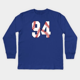 Baseball Number 94 #94 Baseball Shirt Jersey Favorite Player Biggest Fan Kids Long Sleeve T-Shirt